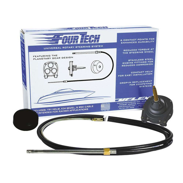 UFlex USA Ufelx Fourtech 20 Black Mach Rotary Steering System w/Helm, Bezel Cable [FOURTECHBLK20] MyGreenOutdoors