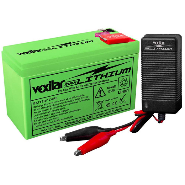 Vexilar Vexilar 12V - 12 AH MAX Lithium Battery w/V-420L Rapid Charger [V-220L] MyGreenOutdoors