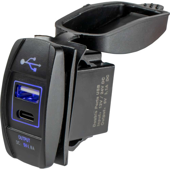 Sea-Dog Sea-Dog USB USB-C Rocker Switch Style Power Socket [426521-1] MyGreenOutdoors