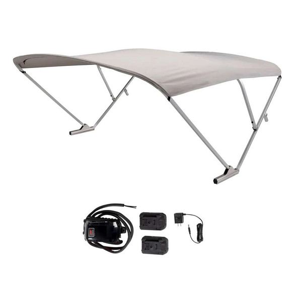 SureShade SureShade Battery Powered Bimini - Clear Anodized Frame Grey Fabric [2021133092] MyGreenOutdoors