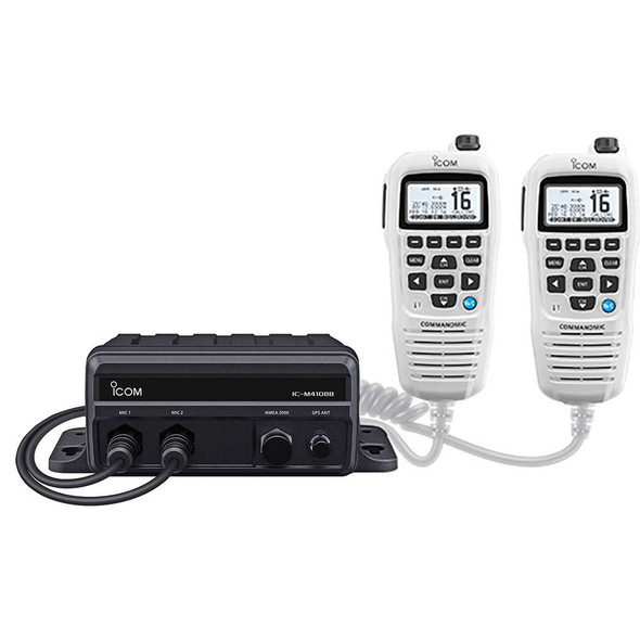 Icom Icom M410BB GW 11 Black Box VHF w/White Command Mic 2 Command Mic Ports [M410BB GW 11] MyGreenOutdoors