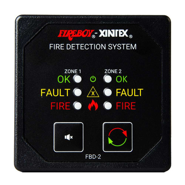 Fireboy-Xintex Fireboy-Xintex Two Zone Detection Alarm Panel - 2-5/8" Display - 12/24V DC [FBD-2-R] MyGreenOutdoors