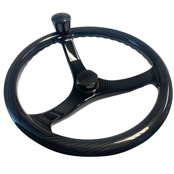 Schmitt Marine Schmitt Marine Carbon Fiber Primus Steering Wheel w/Santoprene Finger Grip - 13.5" Diameter - 3/4" Tapered Shaft w/Carbon Fiber Nut [7461321FG-CFN] MyGreenOutdoors