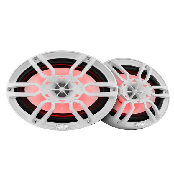 DS18 HYDRO 6 x 9" 2-Way Marine Speakers w\/Integrated RGB LED Lights - 375W - White [NXL-69\/WH]