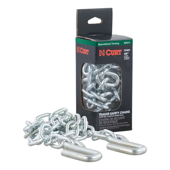 CURT CURT 48" Safety Chain w/2 "S" Hooks - 2,000 lbs - Clear Zinc [80011] MyGreenOutdoors