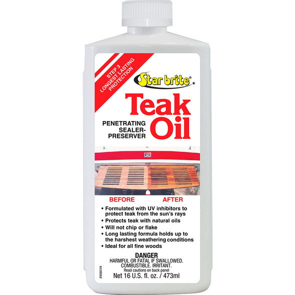 Star brite Teak Oil - Long Lasting, Penetrating, Sealer,  Preserver w\/UV Inhibitors - 16 oz [81616]