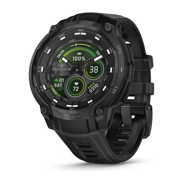 Garmin Instinct Crossover AMOLED - Tactical Edition - Black with Black Silicone Band