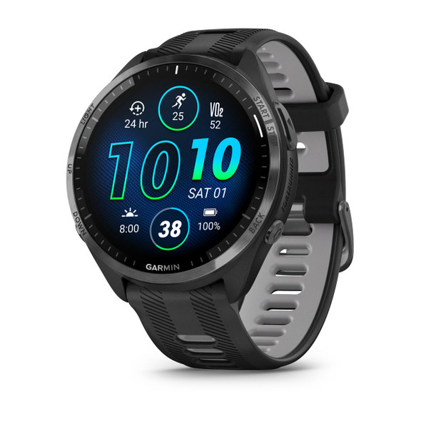 Garmin Forerunner 965 - Carbon Gray DLC Titanium with Black/Powder Gray Band