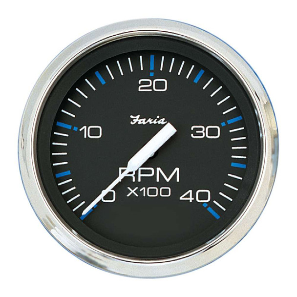 Faria Beede Instruments Faria Chesapeake Black SS 4" Tachometer - 4,000 RPM (Diesel - Mechanical Takeoff & Var Ratio Alt) [33742] 33742 MyGreenOutdoors