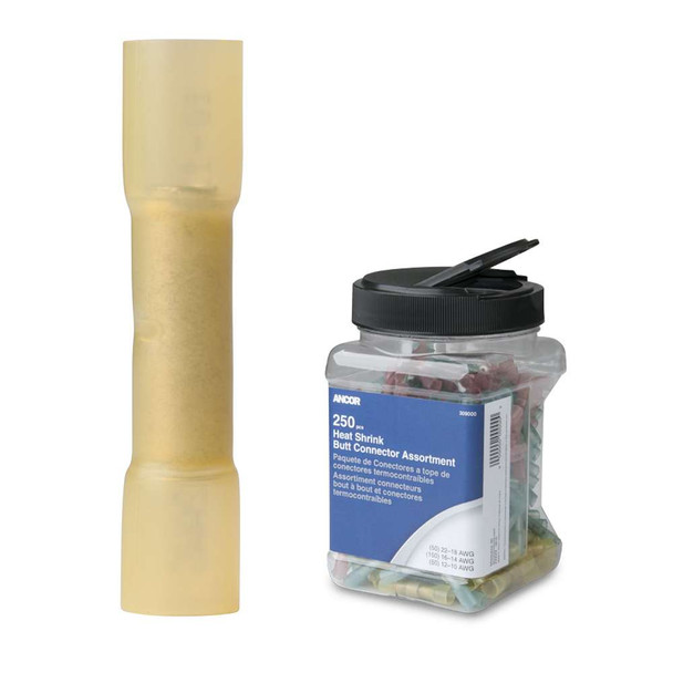 Ancor Ancor 12-10 AWG Heat Shrink Butt Connector - 250-Pieces - Jar [309201] MyGreenOutdoors