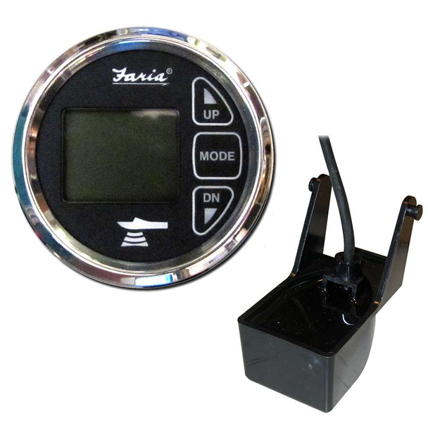 Faria Beede Instruments Faria 2" Dual Depth Sounder w/Air Water Temp Transom Mount Transducer - Chesapeake SS Black [13752] MyGreenOutdoors
