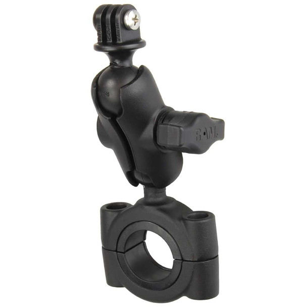 RAM Mounting Systems RAM Mount RAM Torque 1 1/8" - 1 1/2" Diameter Handlebar/Rail Base with B Size 1" Ball, Short Arm and GoPro/Action Camera Mount [RAM-B-408-112-15-A-GOP1U] MyGreenOutdoors