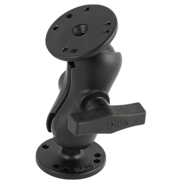 RAM Mounting Systems RAM Mount 1.5" Ball Mount w/Short Double Socket Arm & 2/2.5" Round Bases [RAM-101U-B] MyGreenOutdoors