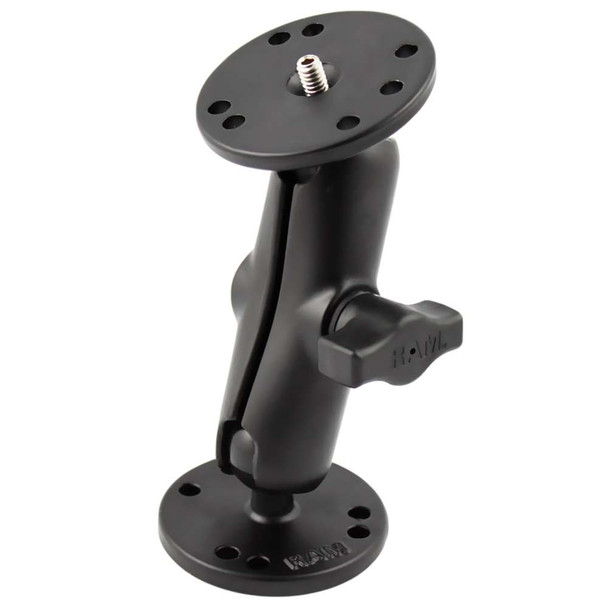 RAM Mounting Systems RAM Mount Double Ball Mount w/1/4"-20 Male Thread [RAM-B-101AU] MyGreenOutdoors