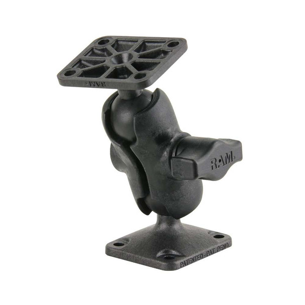 RAM Mounting Systems RAM Mount Composite Drill-Down Double Ball Mount w/Rectangle AMPS Plates [RAP-B-141U-A] MyGreenOutdoors