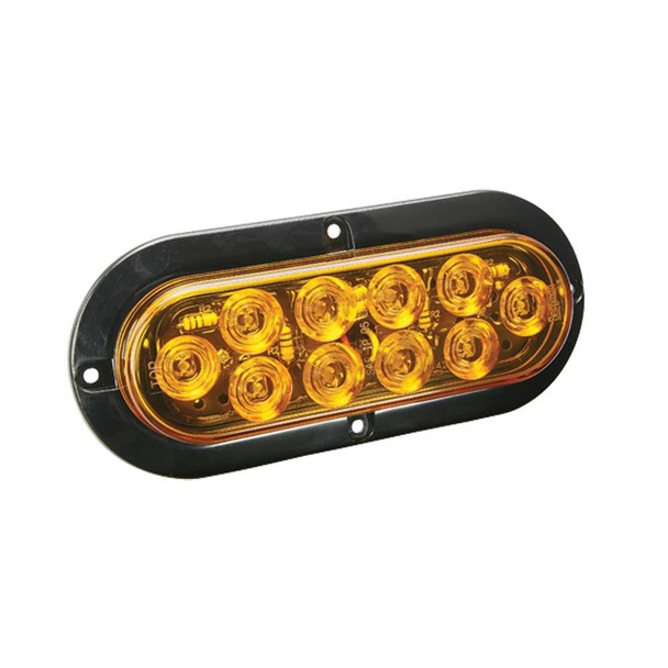 Wesbar Wesbar LED Waterproof 6" Oval Surgace Flange Mount Tail Light - Amber w/Black Flange Base [40-767758] MyGreenOutdoors
