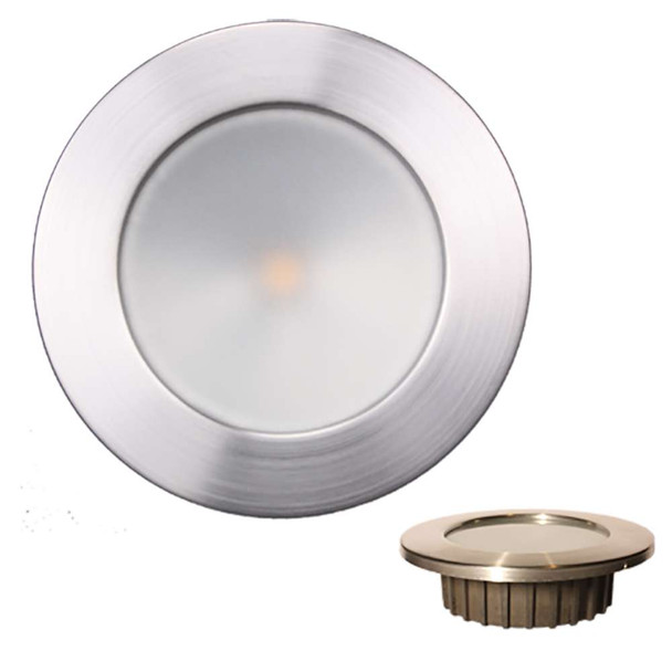 Lunasea Lighting Lunasea ZERO EMI Recessed 3.5 LED Light - Warm White, Blue w/Brushed Stainless Steel Bezel - 12VDC [LLB-46WB-0A-BN] MyGreenOutdoors