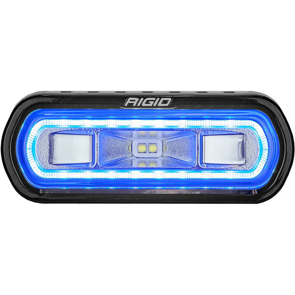 Rigid Industries RIGID Industries SR-L Series Marine Spreader Light - Black Surface Mount - White Light w/Blue Halo [52101] MyGreenOutdoors