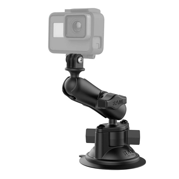 RAM Mounting Systems RAM Mount RAM Twist-Lock Suction Cup Mount w/Universal Action Camera Adapter [RAM-B-166-GOP1U] MyGreenOutdoors