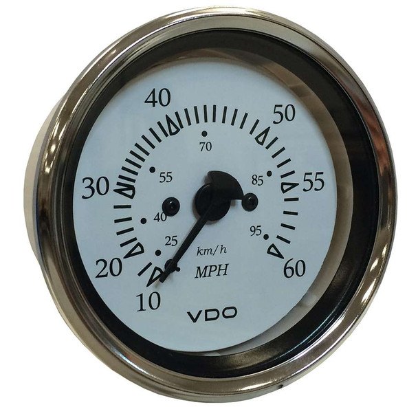 VDO VDO Cockpit Marine 85MM (3-3/8") Pitot Speedometer - 0 to 60 MPH - White Dial/Chrome Bezel [260-15270] MyGreenOutdoors