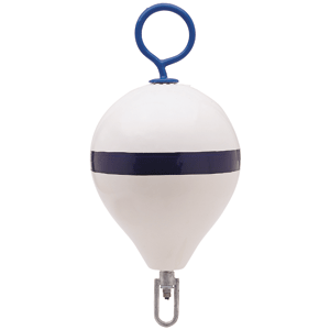 Polyform U.S. Polyform Mooring Buoy w/Iron 13.5" Diameter - White Blue Stripe [CM-2 WH-STR] CM-2 WH-STR MyGreenOutdoors