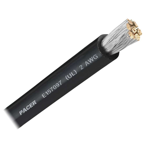 Pacer Group Pacer Black 2 AWG Battery Cable - Sold By The Foot [WUL2BK-FT] MyGreenOutdoors