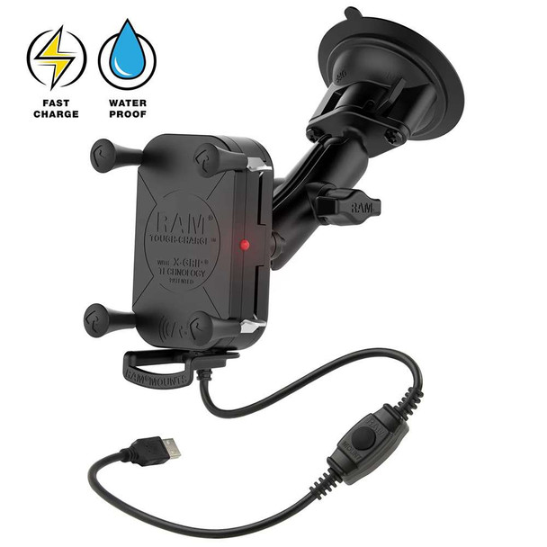RAM Mounting Systems RAM Mount RAM Tough-Charge 15W Wireless Charging Suction Cup Mount [RAM-B-166-UN12W-1] MyGreenOutdoors