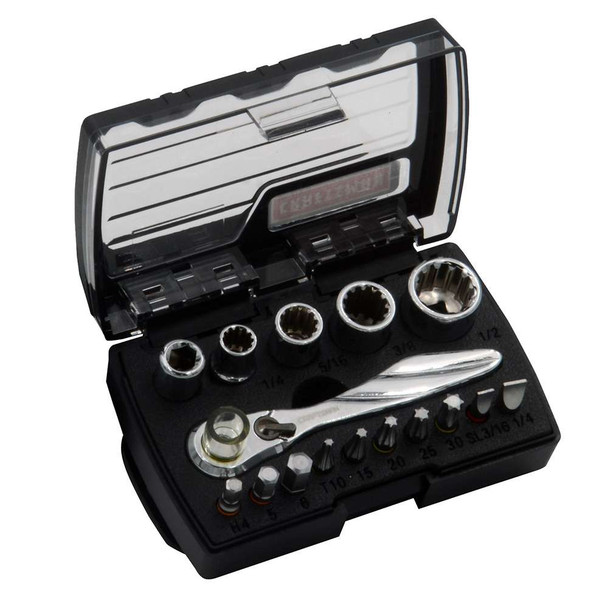 CRAFTSMAN CRAFTSMAN 16-Piece Mini Ratchet Socket Set - 1/4" Drive Ratchet [99880] MyGreenOutdoors