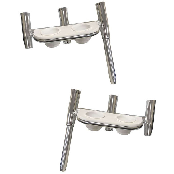 Tigress Tigress Offset Triple Rod Holder w/Cup Holders - Port Side Starboard Side - Polished Aluminum [88148PS-KIT] MyGreenOutdoors