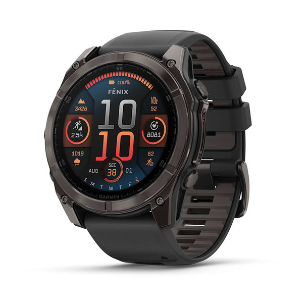 Garmin fenix 8 - 51 mm, AMOLED (Sapphire, Carbon Gray DLC Titanium with Black/Pebble Gray Silicone Band)