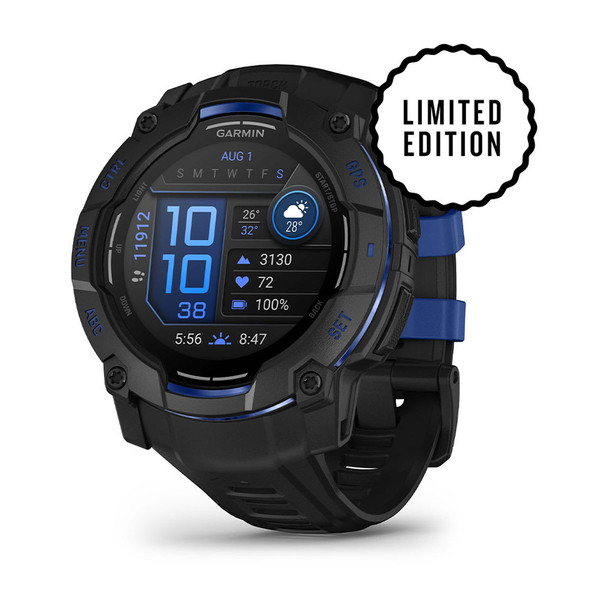 Garmin Instinct 3 - 50 mm, AMOLED (Black with Black/Bolt Blue Silicone Band)