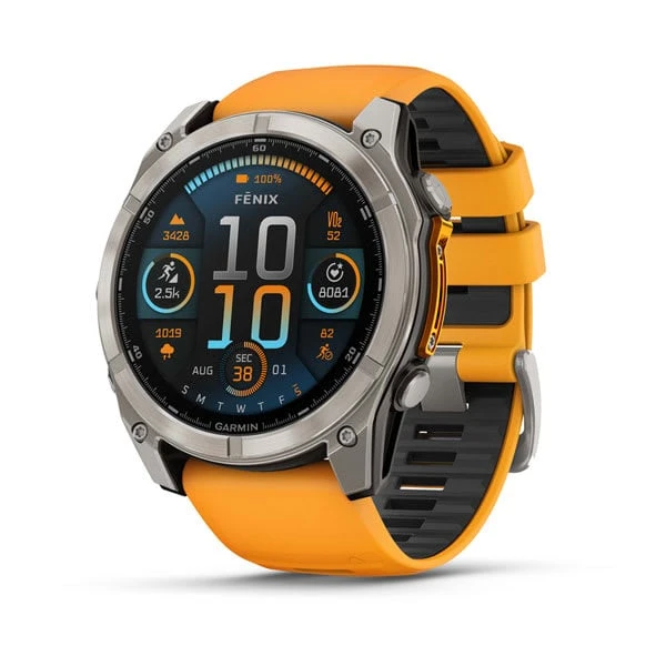 Garmin fēnix® 8 – 51 mm, AMOLED (Sapphire, Titanium with Spark Orange/Graphite Silicone Band)
