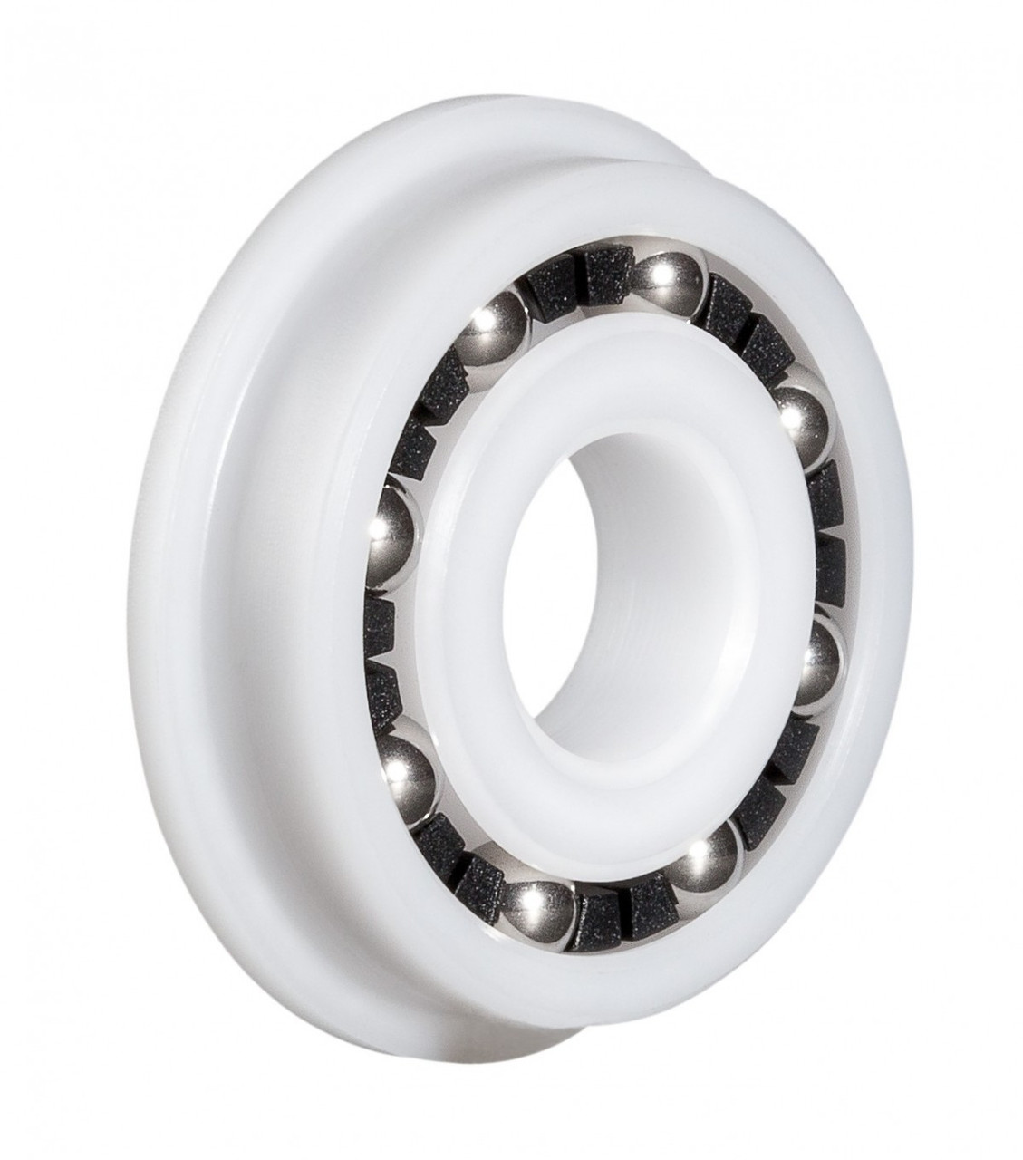 AR10BF-5/8B-G, SINGLE ROW, INCH SIZE, ACETAL PLASTIC FLANGED RADIAL ...
