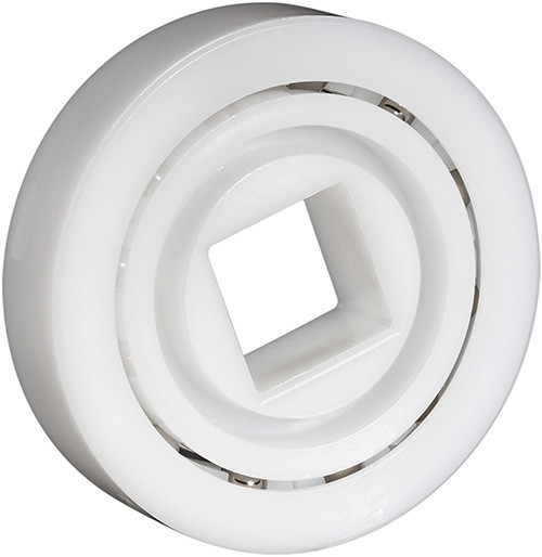 1596, Plastic Ball Bearing With Integrated Square Bore - 5/8" Square Bore X 2" X 1/2"