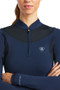 Ariat Ladies Ascent Quarter Zip Long Sleeve Base Layer -  Navy - Collar