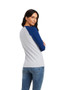 Ariat Ladies Varsity Long Sleeved T-Shirt - Back - Blue/Heather Gray