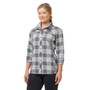 Kerrits Ladies Not Just A Barn Shirt in Peppercorn Gray Plaid - front