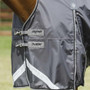 Premier Equine Buster Hardy Turnout Blanket with Half Neck 0g in Gray - front clip fastenings