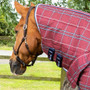 Premier Equine Domus Stable Blanket 200g in Burgundy Check - neck cover