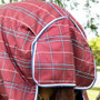 Premier Equine Domus Stable Blanket 200g in Burgundy Check - tail flap