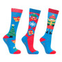 Hy Equestrian Childrens Jolly Elves Three Pack Socks in Winter Blue/Festive Red