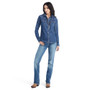 Ariat Ladies Farriday Denim Shirt in Bluelight - front full body