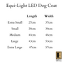 Equi-Light LED Dog Coat - Size Guide