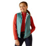 Ariat Youth Bella Insulated Reversible Vest in Painted Ponies/Brittany Blue - Unzipped