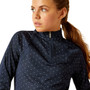 Ariat Youth Sunstopper 3.0 Quarter Zip Base Layer in Navy Dot - Chest Detail