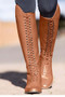 Premier Equine Ladies Maurizia Lace Front Tall Riding Boots - Cognac