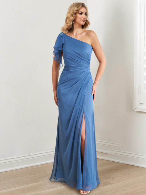 Sheath/Column One-Shoulder Floor-Length Mother of the Bride Dresses 2