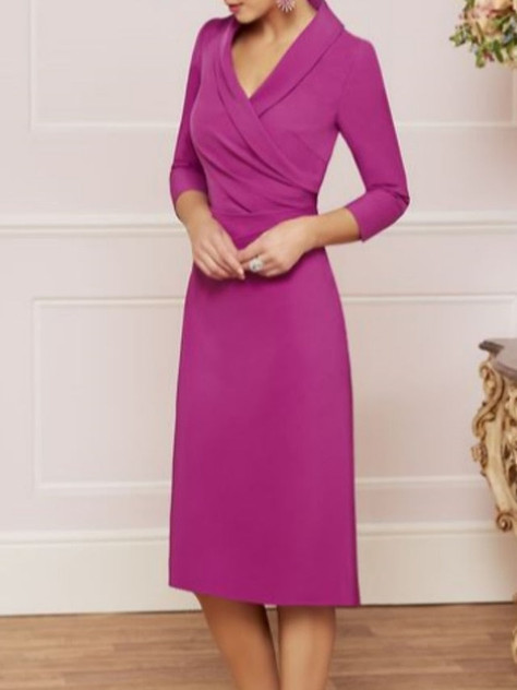 Sheath/Column V-Neck Knee-Length Mother of the Bride Dresses 1 Sheath/Column V-Neck Knee-Length Mother of the Bride Dresses 1