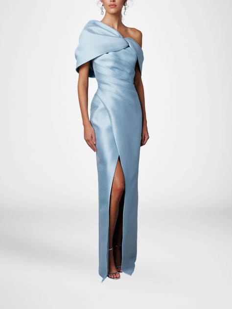 A-Line/Princess One-Shoulder Half Sleeves Floor-Length Mother of the Bride Dresses with Ruffles A-Line/Princess One-Shoulder Half Sleeves Floor-Length Mother of the Bride Dresses with Ruffles