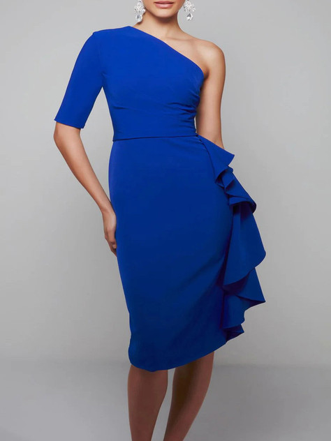 Sheath/Column One-Shoulder Mother of the Bride Dresses with Ruffles Sheath/Column One-Shoulder Mother of the Bride Dresses with Ruffles